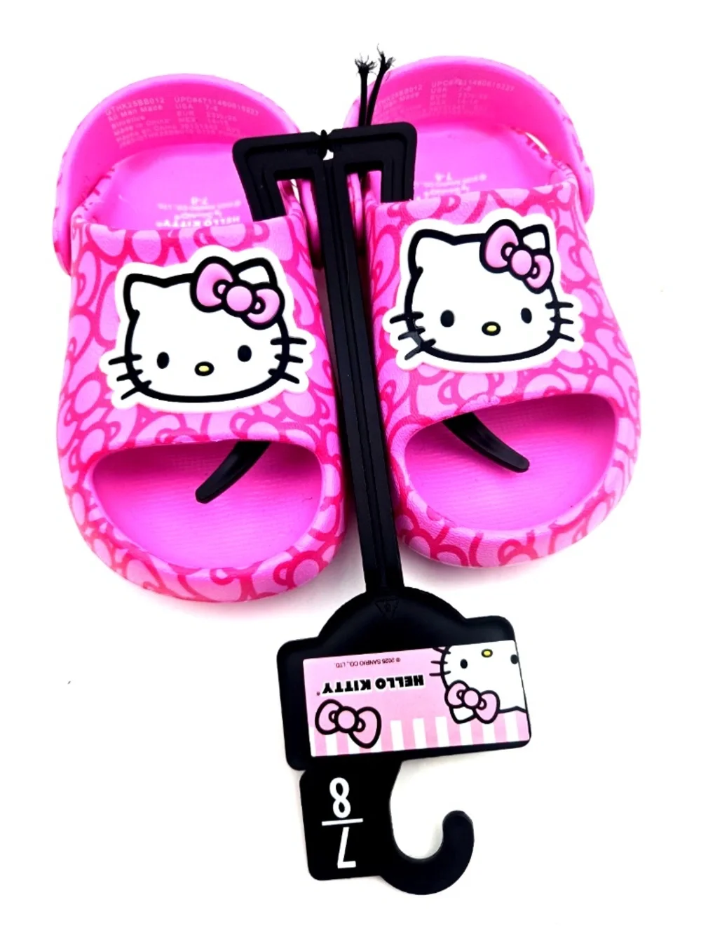 Hello Kitty Baby Sandals Size 7/8 Girls Pink Slide Shoes Slip On Rubber Footwear